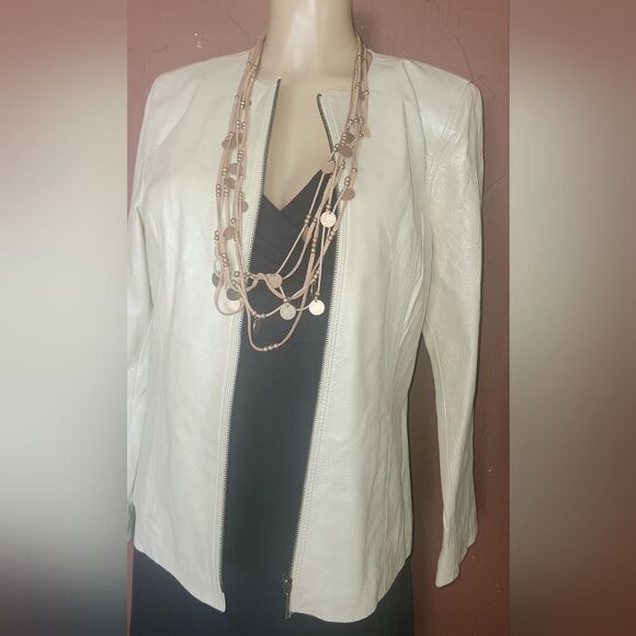 Terry Lewis Classic Luxuries cream leather jacket / blazer - Picture 16 of 16